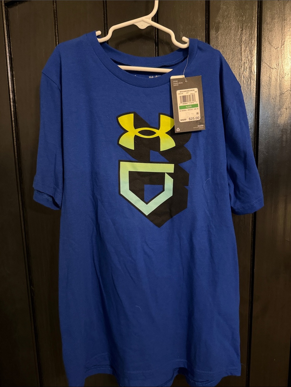 Under Armour Blue Tee with Neon Yellow & Aqua Logo